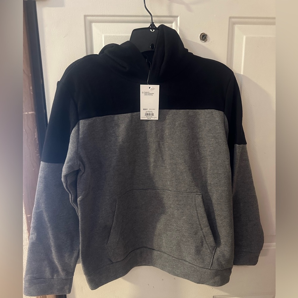 TEK GEAR ULTRASOFT FLEECE HOODIE: BLACK/GRAY: NWT: SZ MEDIUM HUSKY